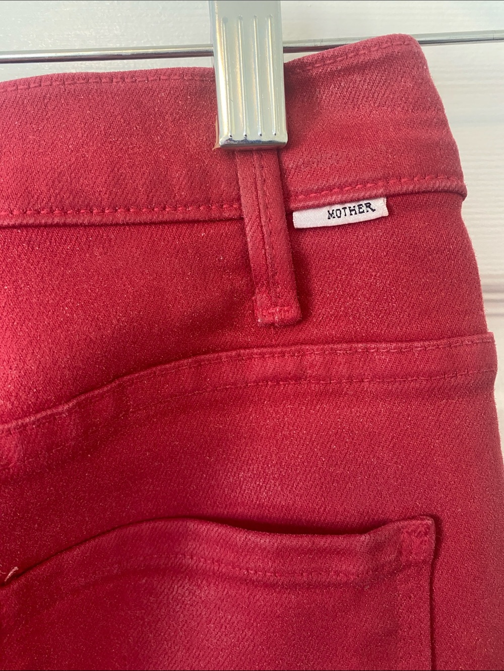 MOTHER The Hustler Ankle Fray Red Women's Jeans Never a Dull Moment - Picture 3 of 6